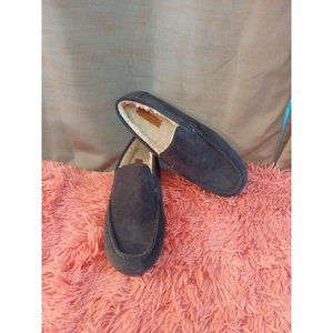 Men's Vince Gomez Leather/Suede/Faux Fur Black Slip On Loafers Size 9.5M